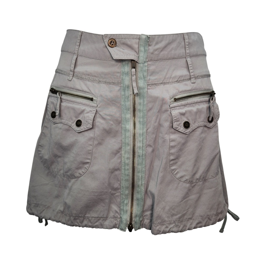 Ojai International Gray Cargo Mini Skirt Utility Full Zip Pockets 2 Microfiber‎